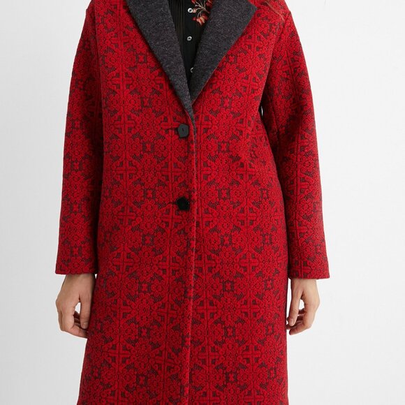ISO: Desigual long tricot coat friezes jacket (red) - Picture 1 of 1